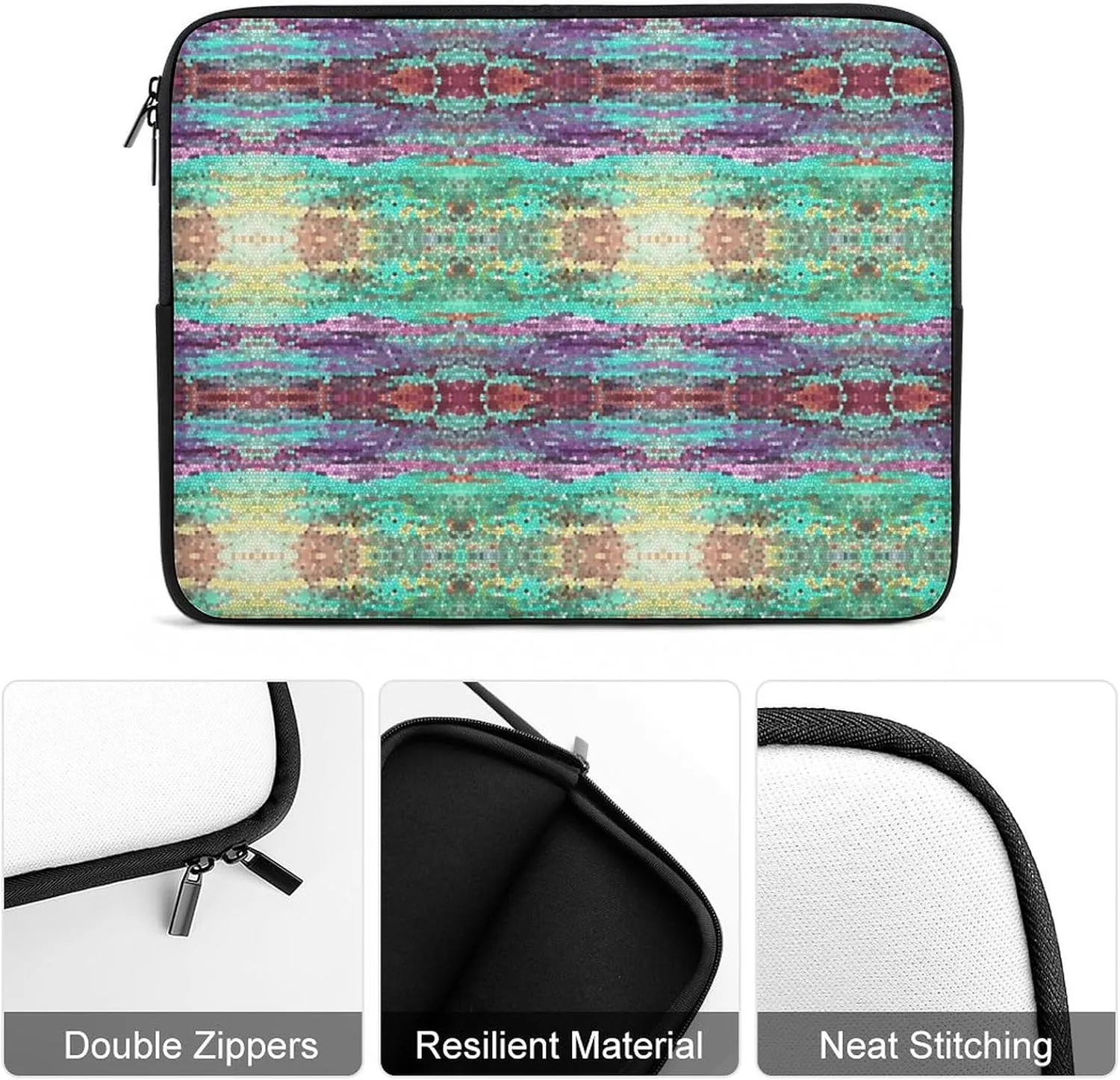 Colorful Moroccan Tile Laptop Bag Without Handheld, Large Capacity, Lightweight And Convenient