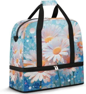 Colorful Patterns Retro Flora Travel Duffle Bag, Collapsible Travel Bag Sports Gym Bag With Shoes Compartment Weekender Bag Overnight Bag For Women Men