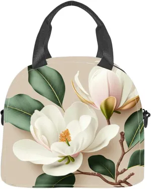 Composition flowers and peonies and leaves light Holiday greeting Insulated Adult Lunch Bag with Shoulder Strap for Women Lightweight Reusable Portable Freezable Lunch Tote Bag for Work Picnic