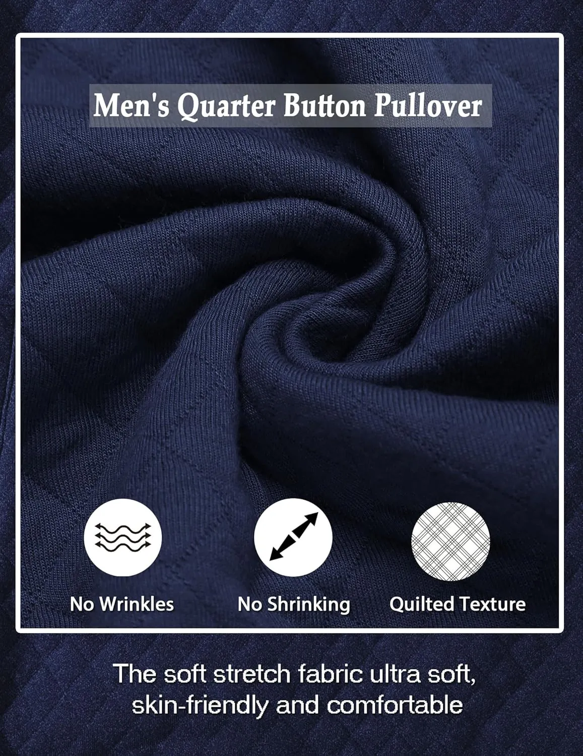 COOFANDY Mens Quarter Sweatshirt Quilted Long Sleeve Mock Neck Active Sweater Waffle Pullover Polo Shirts With Pockets