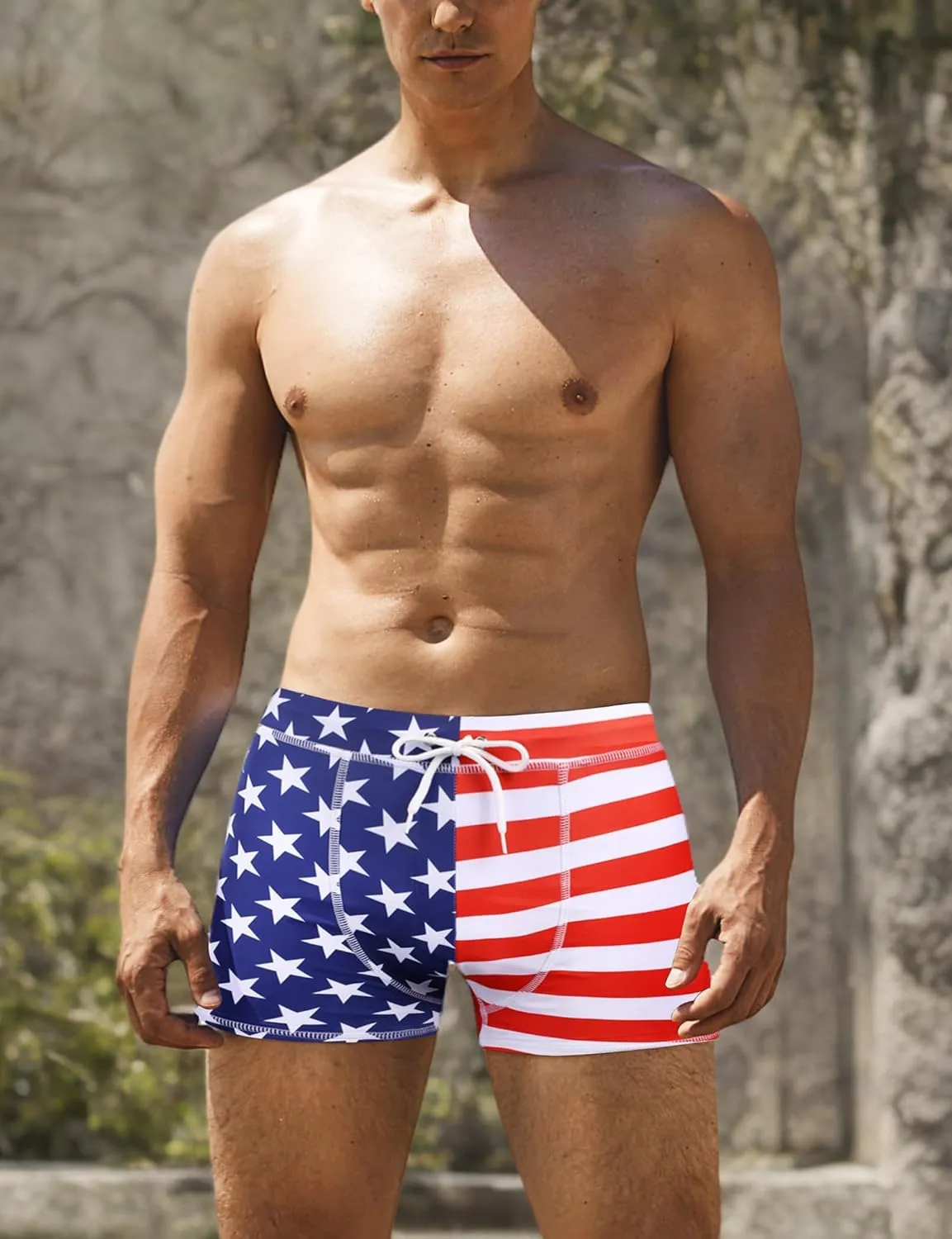 COOFANDY Men's Square Leg Swim Briefs Tight Swim Trunks Swimsuit Athletic Bathing Suit Swimwear with Liner