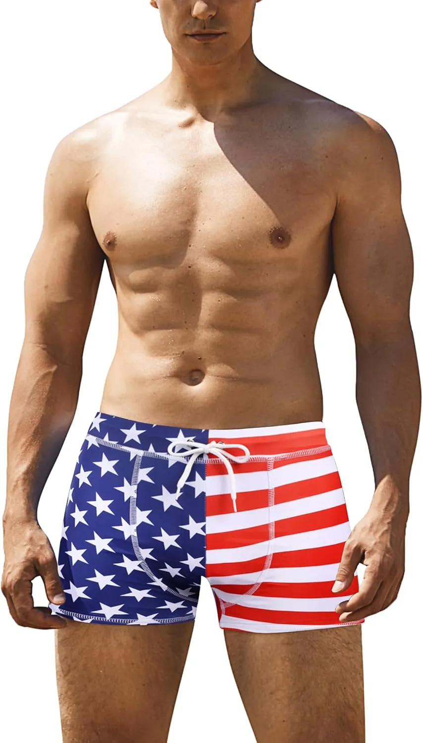 COOFANDY Men's Square Leg Swim Briefs Tight Swim Trunks Swimsuit Athletic Bathing Suit Swimwear with Liner