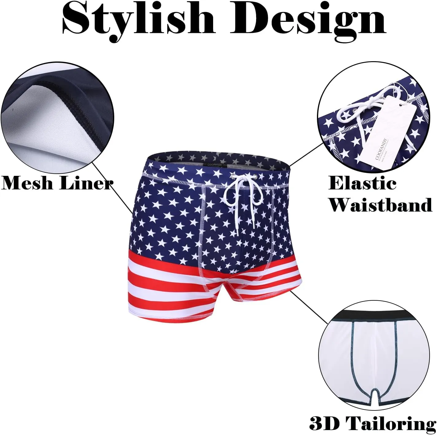 COOFANDY Men's Square Leg Swim Briefs Tight Swim Trunks Swimsuit Athletic Bathing Suit Swimwear with Liner
