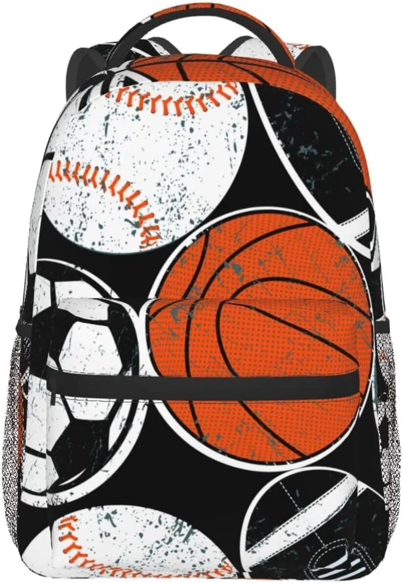 Cool Retro Ball Sport Backpack For School Laptop Bags Bookbag Big Casual Daypack For Student Girls Boys Kids Teens Travel Sports Work