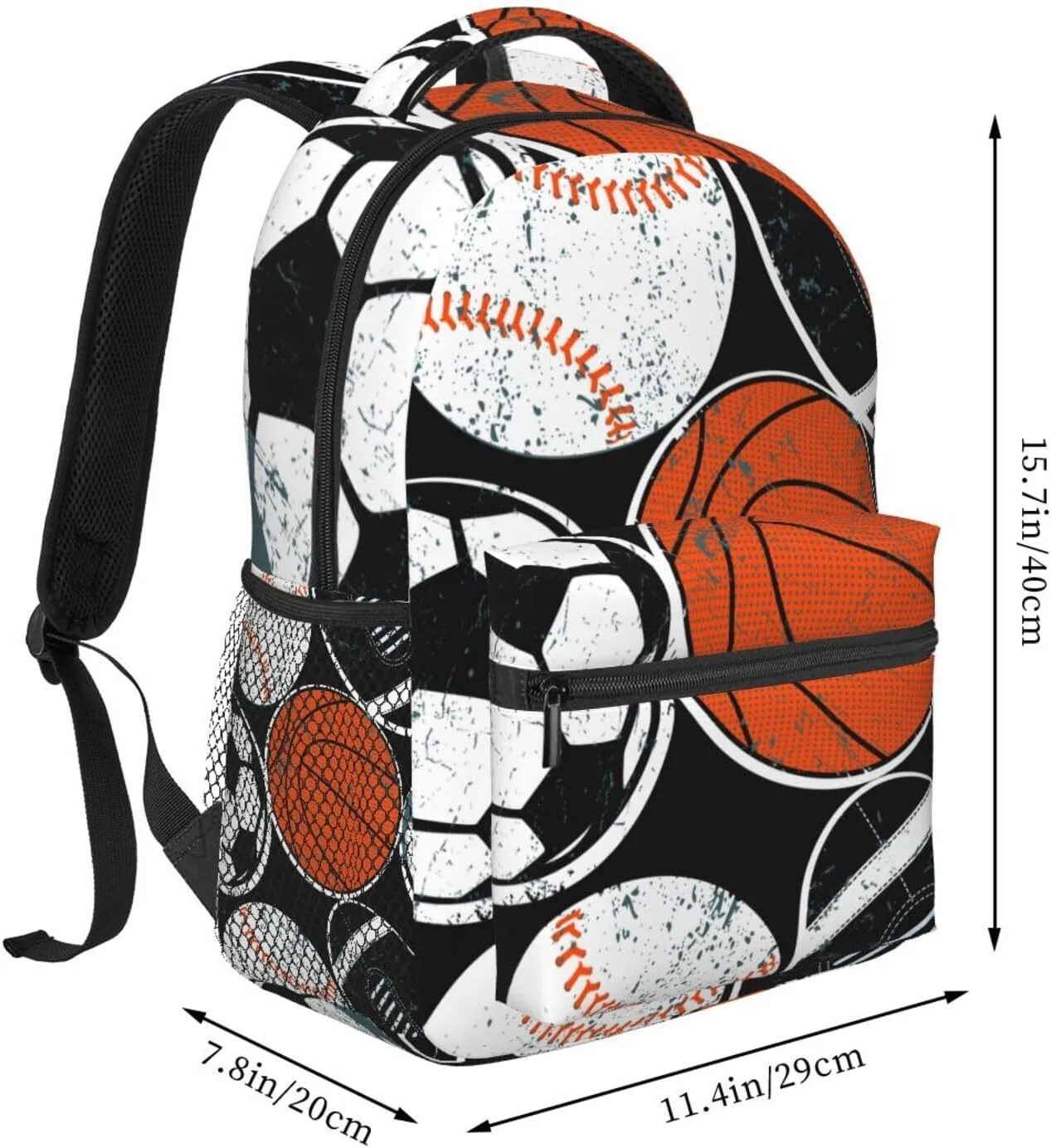 Cool Retro Ball Sport Backpack For School Laptop Bags Bookbag Big Casual Daypack For Student Girls Boys Kids Teens Travel Sports Work