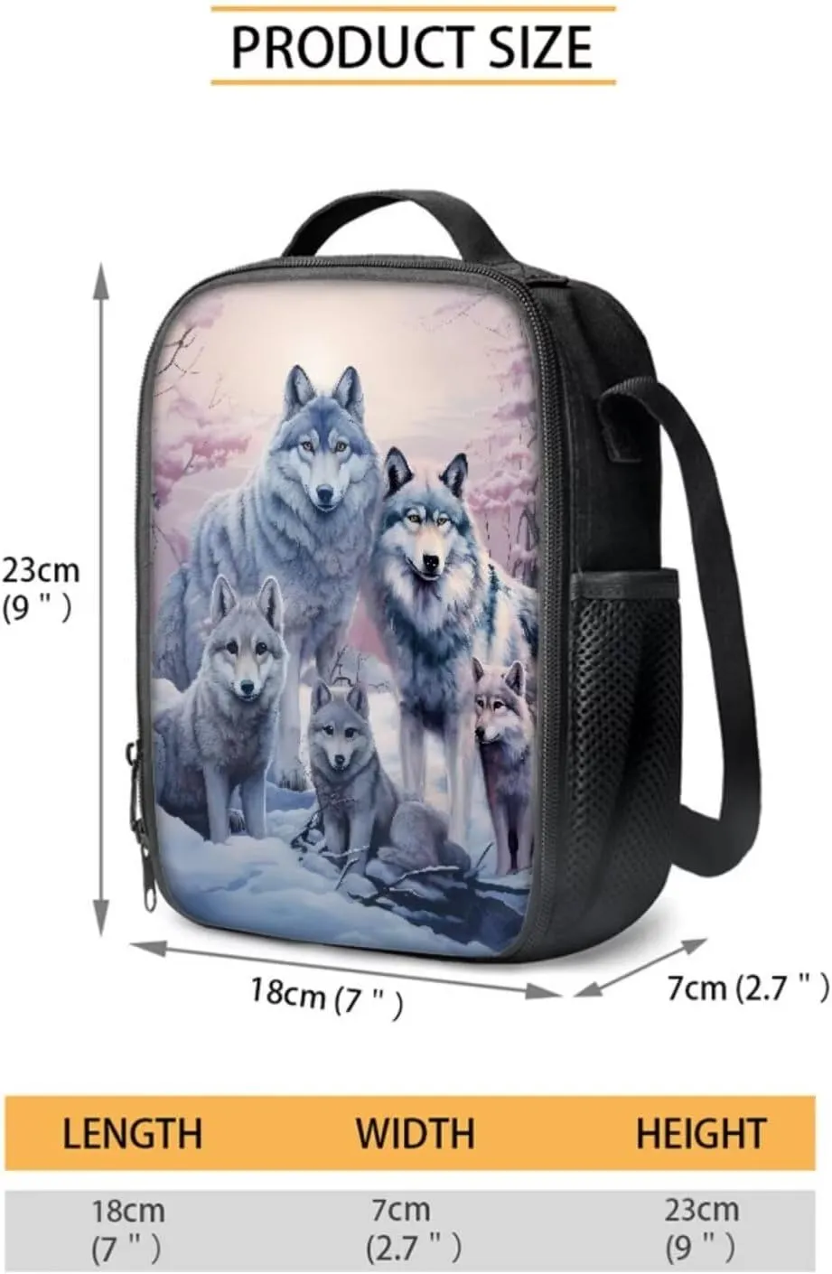 Cool Wolf School Bags for Boys 8-12 Kids Backpack and Lunch Bag Set Pencil Case Elementary Middle School Bookbag Teen School Bag With Water Bottle Holder 16 Inch Back Pack Purple