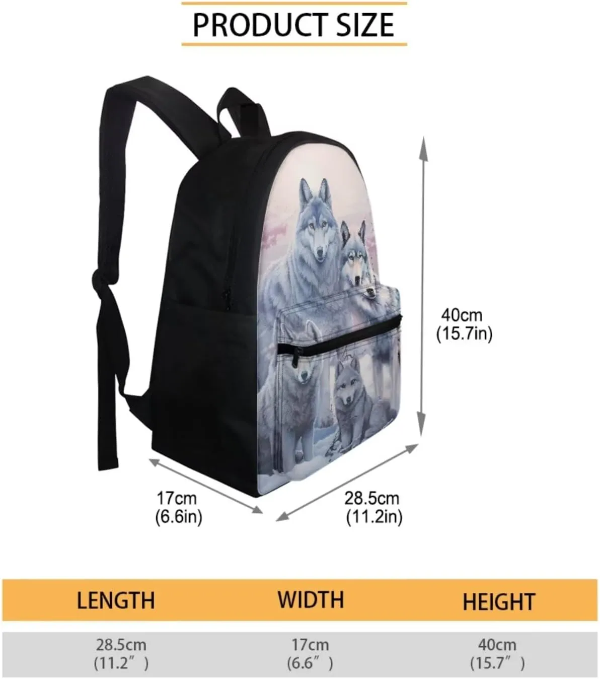 Cool Wolf School Bags for Boys 8-12 Kids Backpack and Lunch Bag Set Pencil Case Elementary Middle School Bookbag Teen School Bag With Water Bottle Holder 16 Inch Back Pack Purple