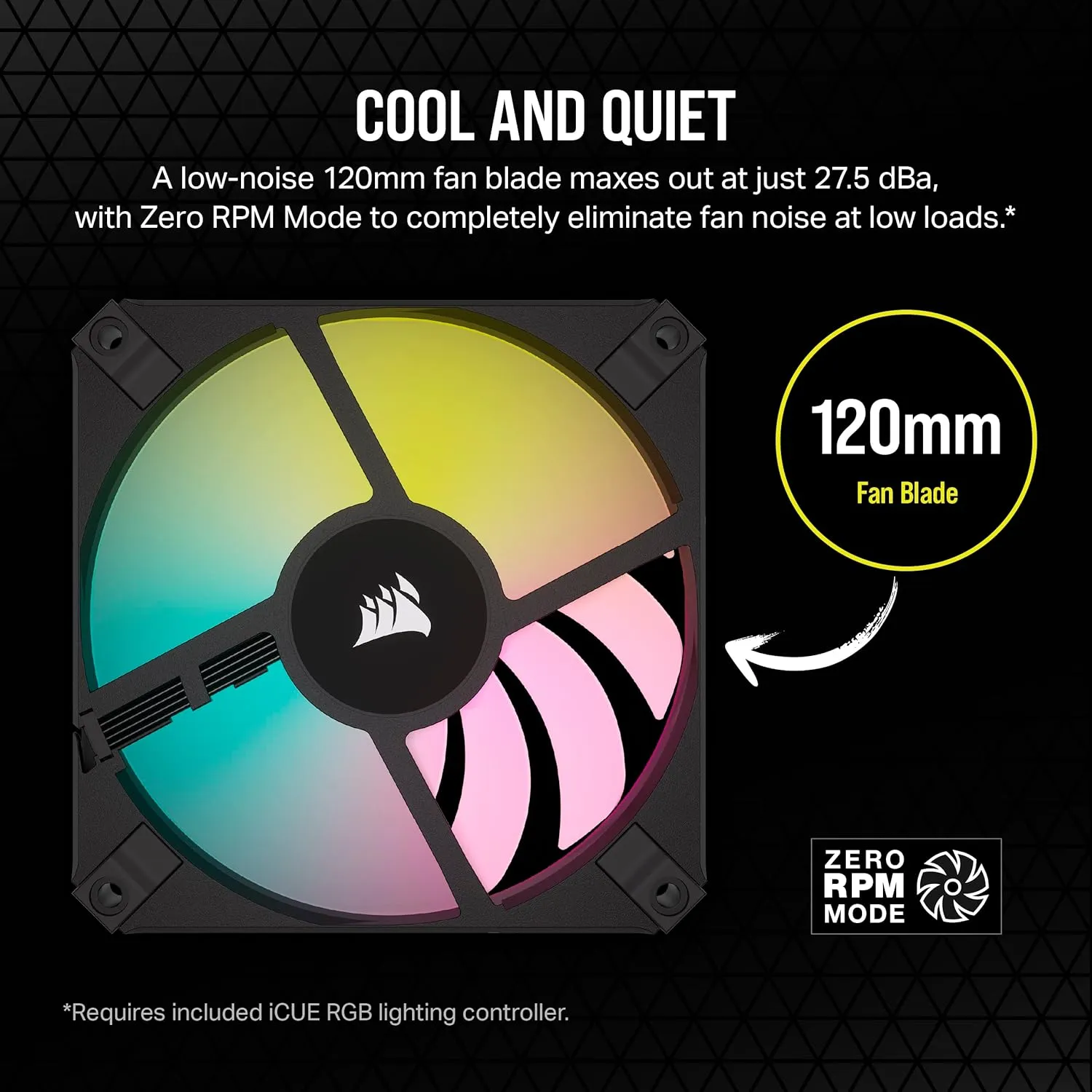 Corsair AF120 RGB Slim, 120mm PWM Fluid Dynamic Bearing Fan Kit - Thin Profile for Small-Form Cases - Low-Noise - Up to 2000 RPM - 8 Addressable RGB LEDs - Dual Pack with Lighting Node CORE - Black