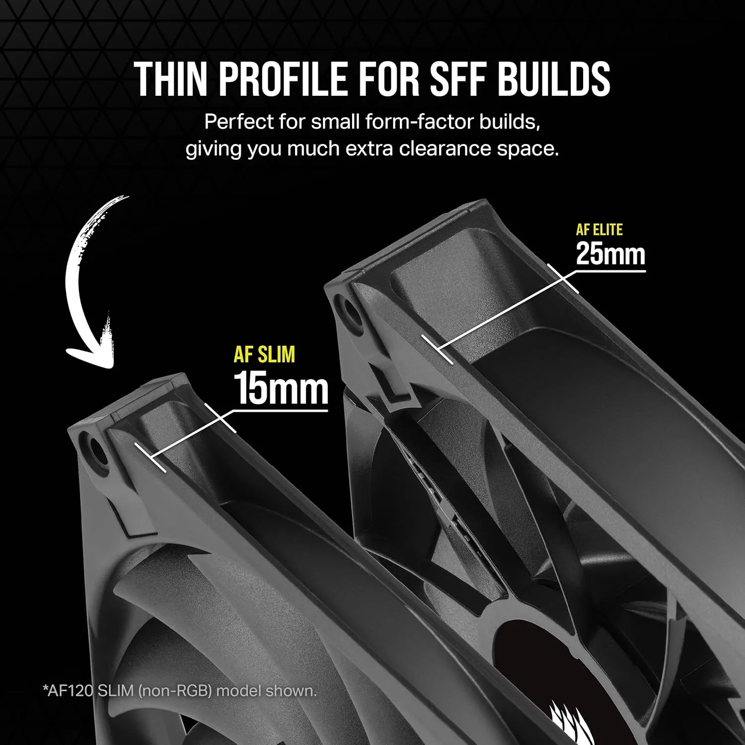 Corsair AF120 RGB Slim, 120mm PWM Fluid Dynamic Bearing Fan Kit - Thin Profile for Small-Form Cases - Low-Noise - Up to 2000 RPM - 8 Addressable RGB LEDs - Dual Pack with Lighting Node CORE - Black
