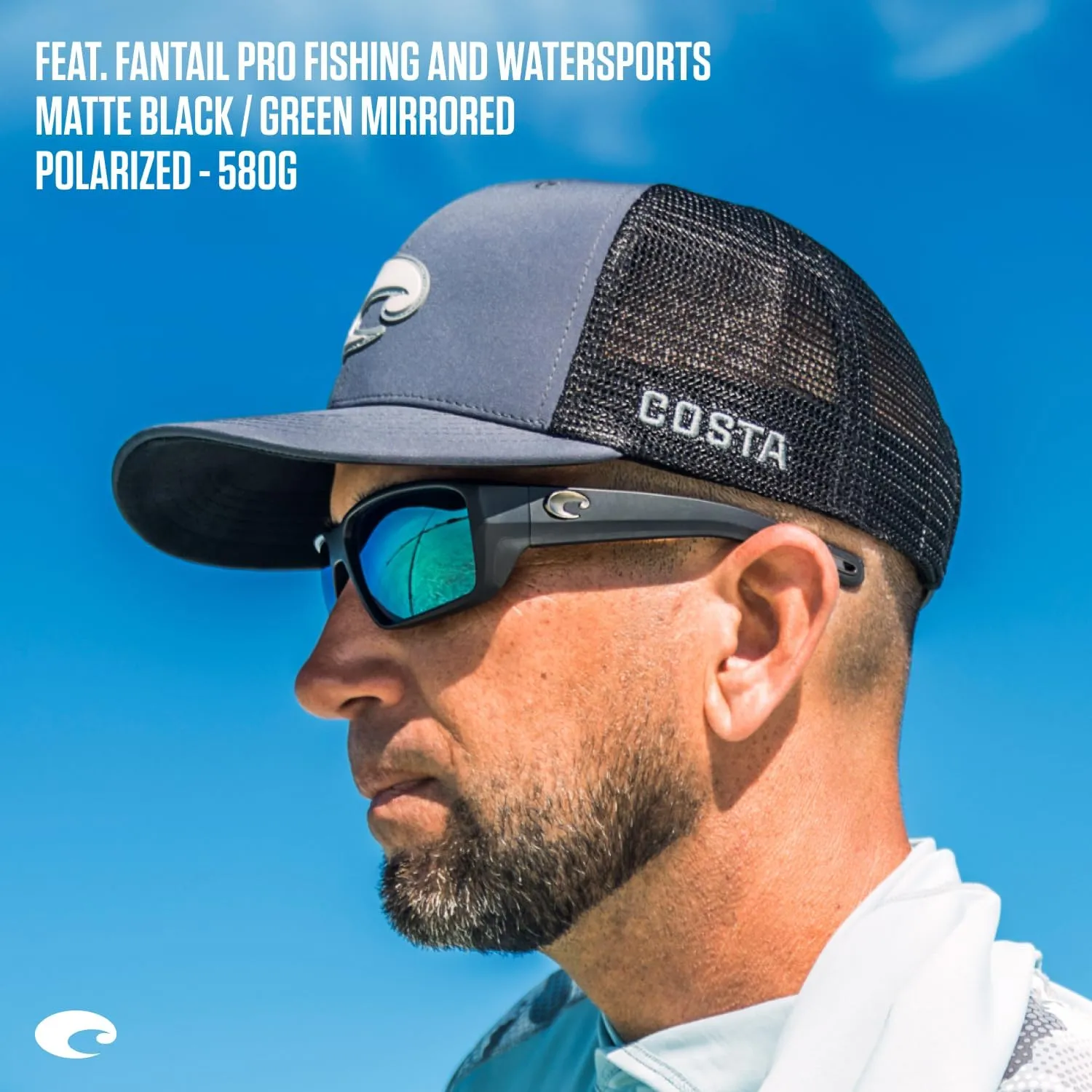 Costa Del Mar Sunglasses for Men - Fantail PRO Mens Polarized Sunglasses - Fishing, Boating & Beach UV Protection - Size 60