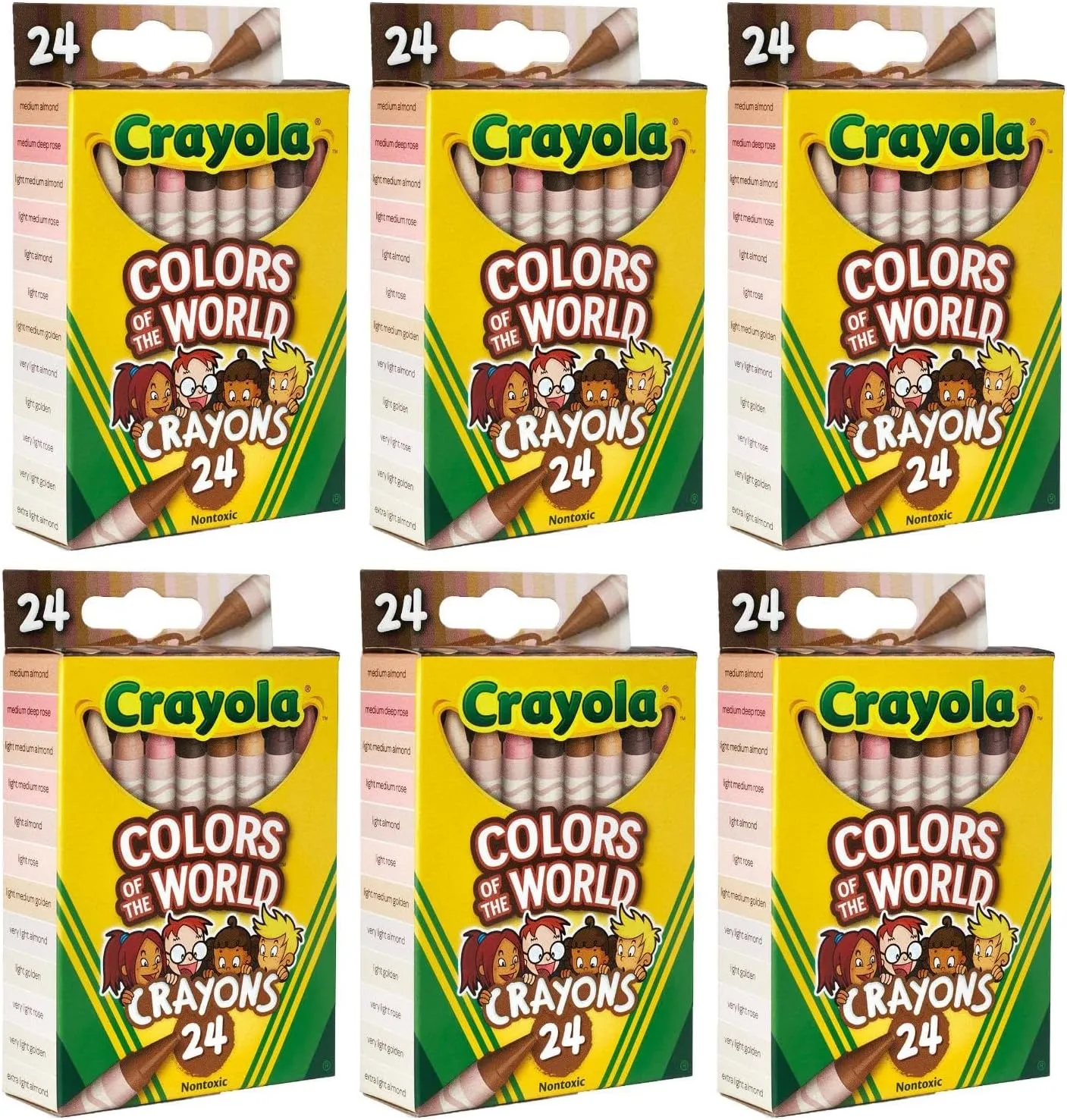 Crayola Bulk Crayon Set, Colors of The World, Multicultural Crayons, School Supplies, 6 Sets of 24 Colors