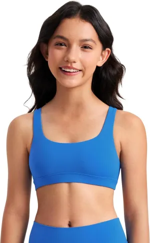 CRZ YOGA Girls Butterluxe Training Sports Bra - Scoop Neck U Back for Teens Kids Yoga Dance Crop Top