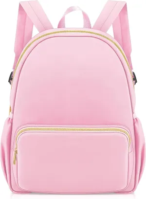Cunno 1 Piece Nylon Backpack for School Preppy Bookbags Bulk Girls Boys School Bags Toddler Backpack Waterproof Travel Bag (Pink)