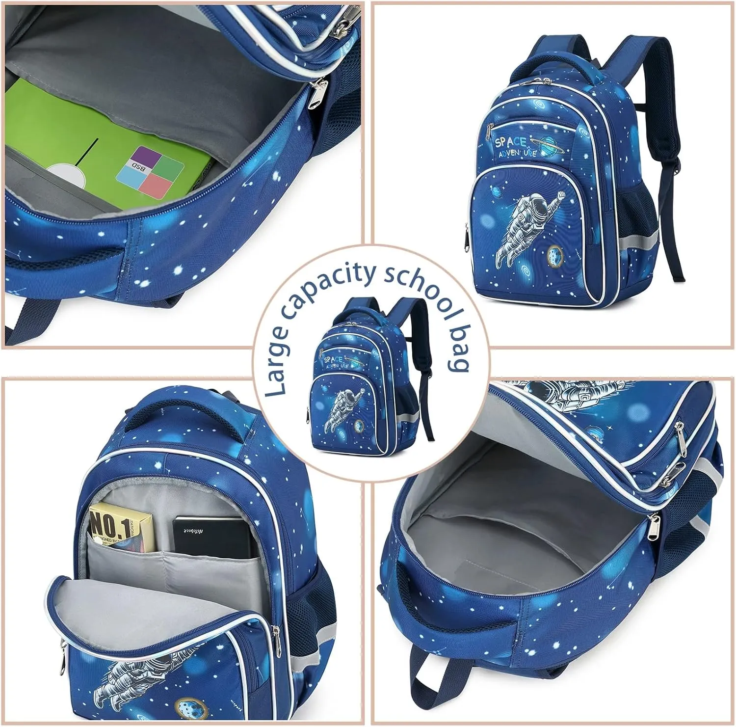 Cusangel Backpack for Boys Girls School Bookbags,Kindergarten Elementary Middle School Lightweight Waterproof Multifunctional Large Capacity for Backpack (16 inch Astronaut Fun Prints)