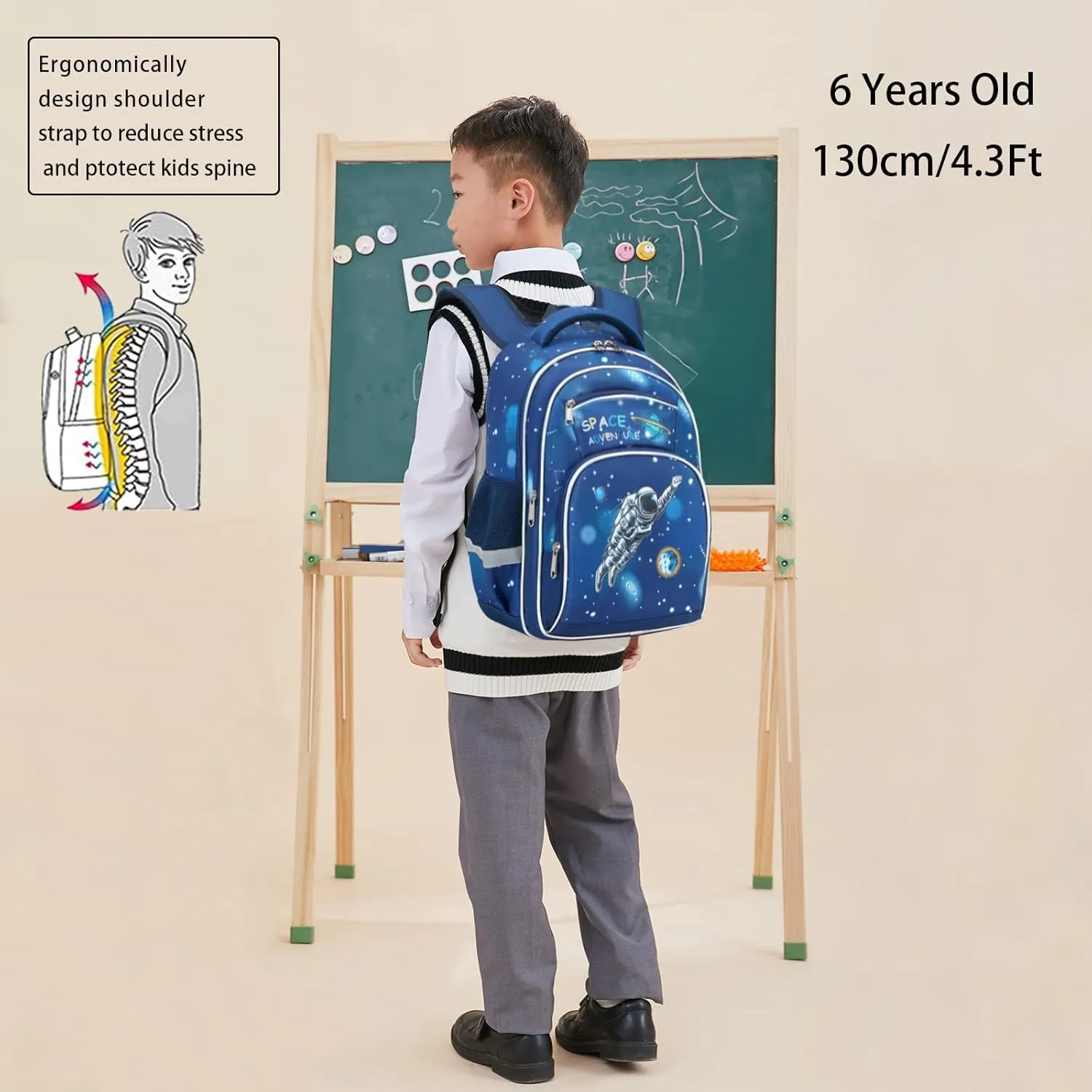 Cusangel Backpack for Boys Girls School Bookbags,Kindergarten Elementary Middle School Lightweight Waterproof Multifunctional Large Capacity for Backpack (16 inch Astronaut Fun Prints)