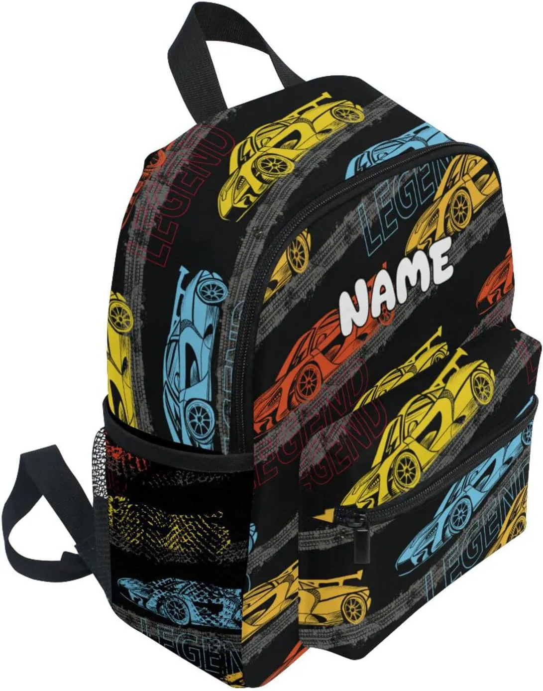 Custom Kids Toddler Backpack, Race Car Backpack for Boys Girls, Preschool School Children Schoolbag Nursery Junior Primary Student Travel Bag