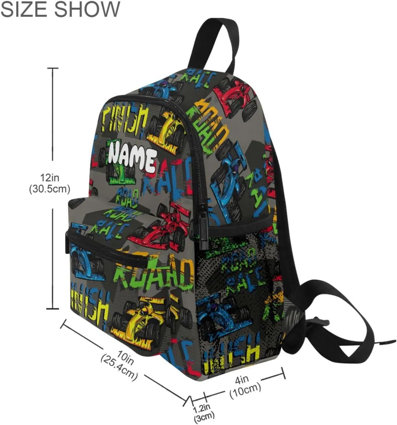Custom Kids Toddler Backpack, Race Car Backpack for Boys Girls, Preschool School Children Schoolbag Nursery Junior Primary Student Travel Bag