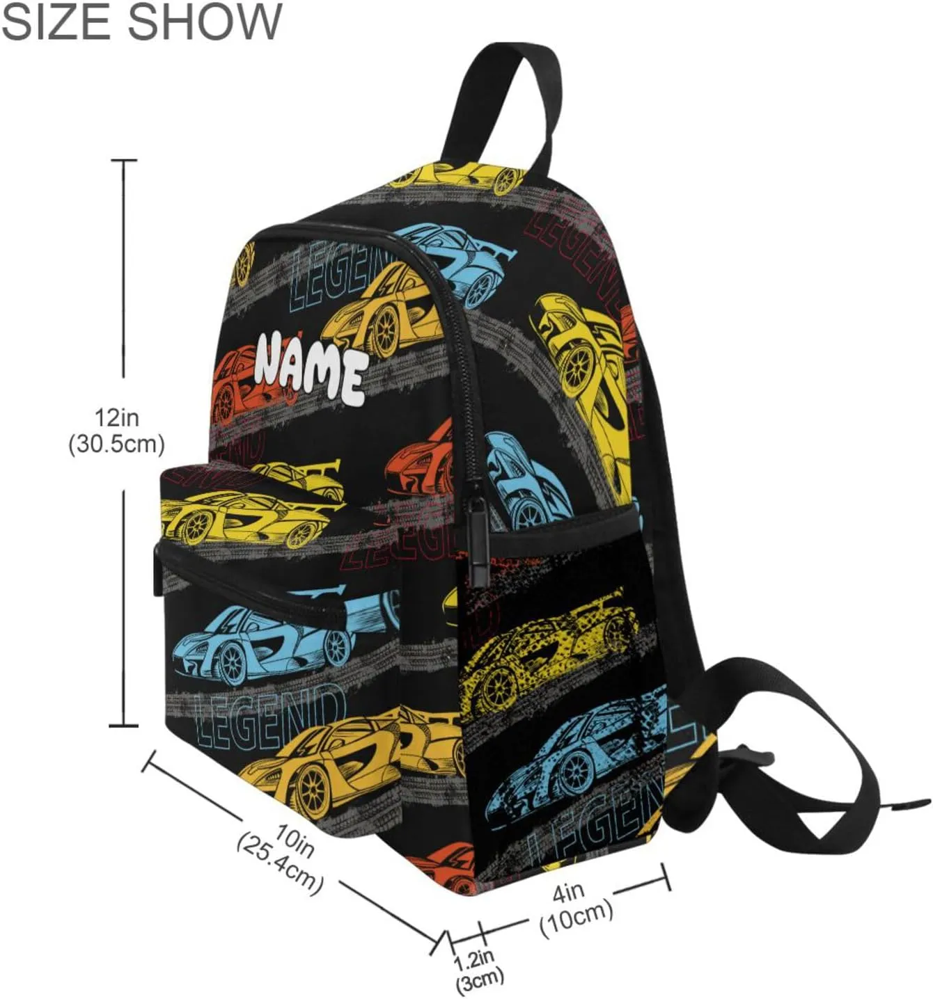 Custom Kids Toddler Backpack, Race Car Backpack for Boys Girls, Preschool School Children Schoolbag Nursery Junior Primary Student Travel Bag