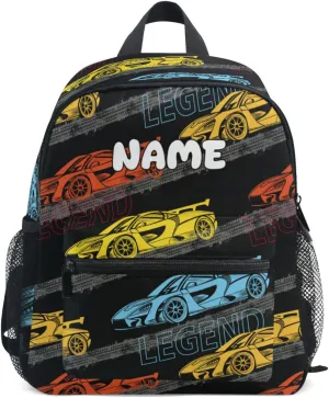 Custom Kids Toddler Backpack, Race Car Backpack for Boys Girls, Preschool School Children Schoolbag Nursery Junior Primary Student Travel Bag