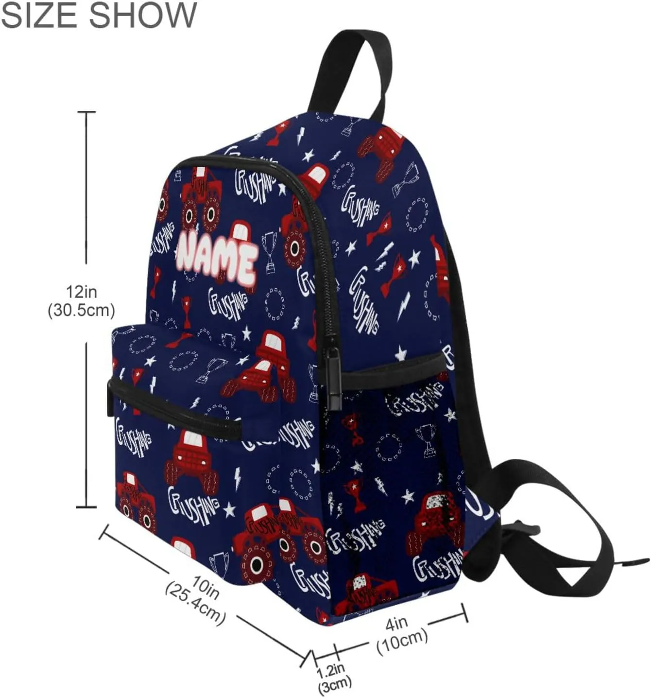 Custom Kids Toddler Backpack, Red Car Backpack for Boys Girls, Preschool School Children Schoolbag Nursery Junior Primary Student Travel Bag