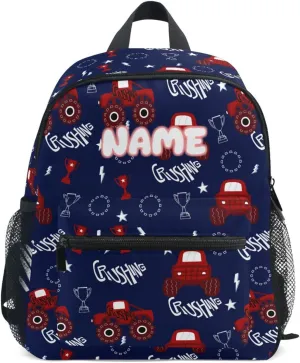Custom Kids Toddler Backpack, Red Car Backpack for Boys Girls, Preschool School Children Schoolbag Nursery Junior Primary Student Travel Bag