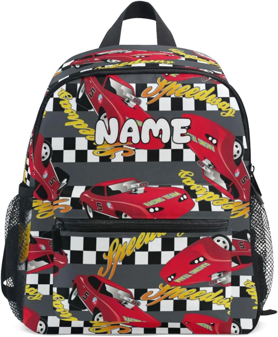 Custom Kids Toddler Backpack, Red Car Backpack for Boys Girls, Preschool School Children Schoolbag Nursery Junior Primary Student Travel Bag
