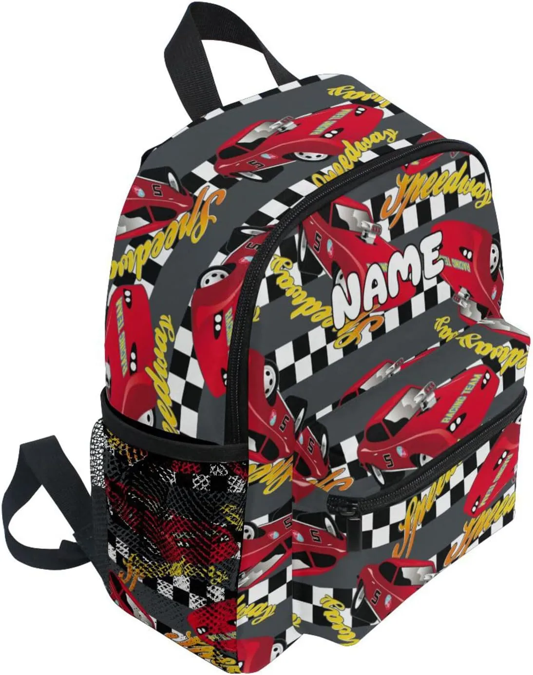 Custom Kids Toddler Backpack, Red Car Backpack for Boys Girls, Preschool School Children Schoolbag Nursery Junior Primary Student Travel Bag