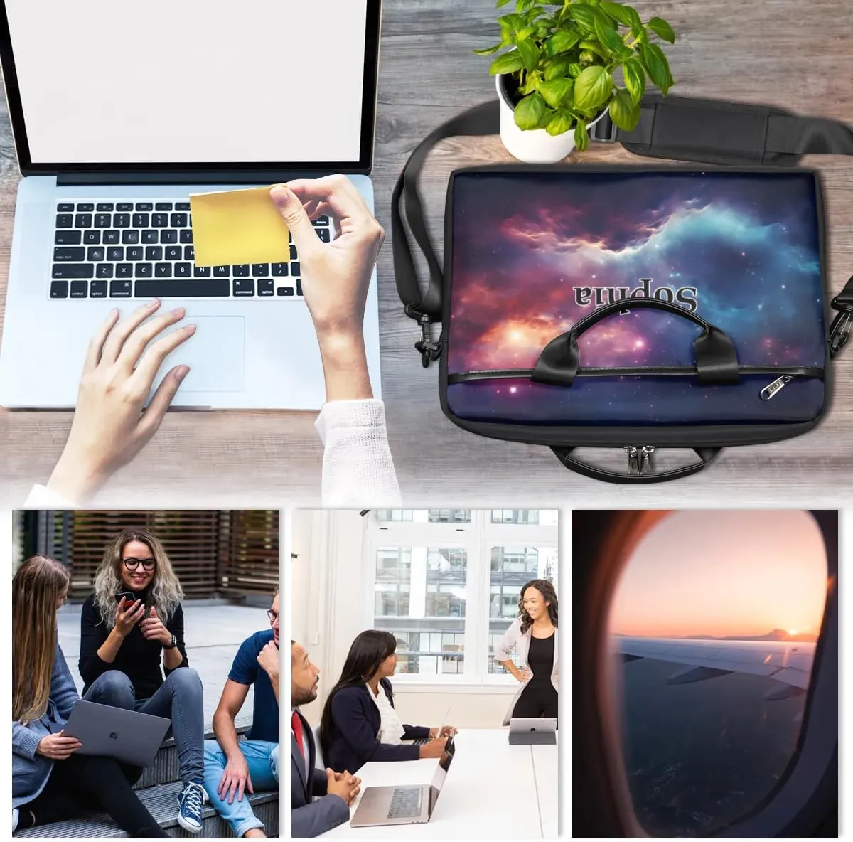 Custom-Laptop-Bag for-Adults Personalized Laptop-Shoulder-Bag with-Name Computer-Bag Meteor Work-Bag