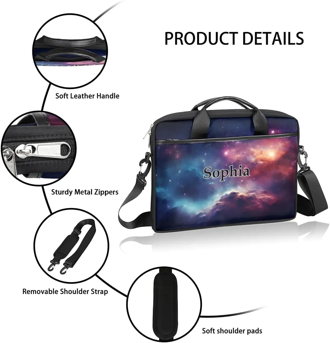 Custom-Laptop-Bag for-Adults Personalized Laptop-Shoulder-Bag with-Name Computer-Bag Meteor Work-Bag