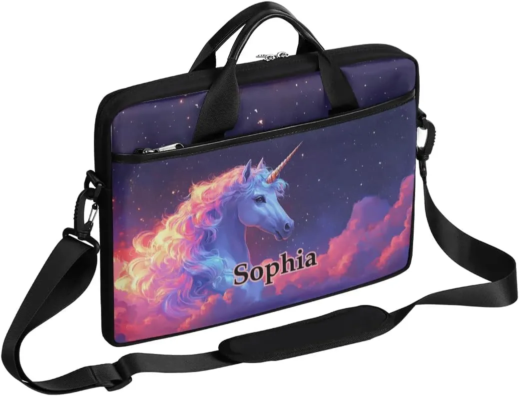 Custom-Laptop-Bag for-Adults Personalized Laptop-Shoulder-Bag with Name Computer-Bag Unicorn Work Bag