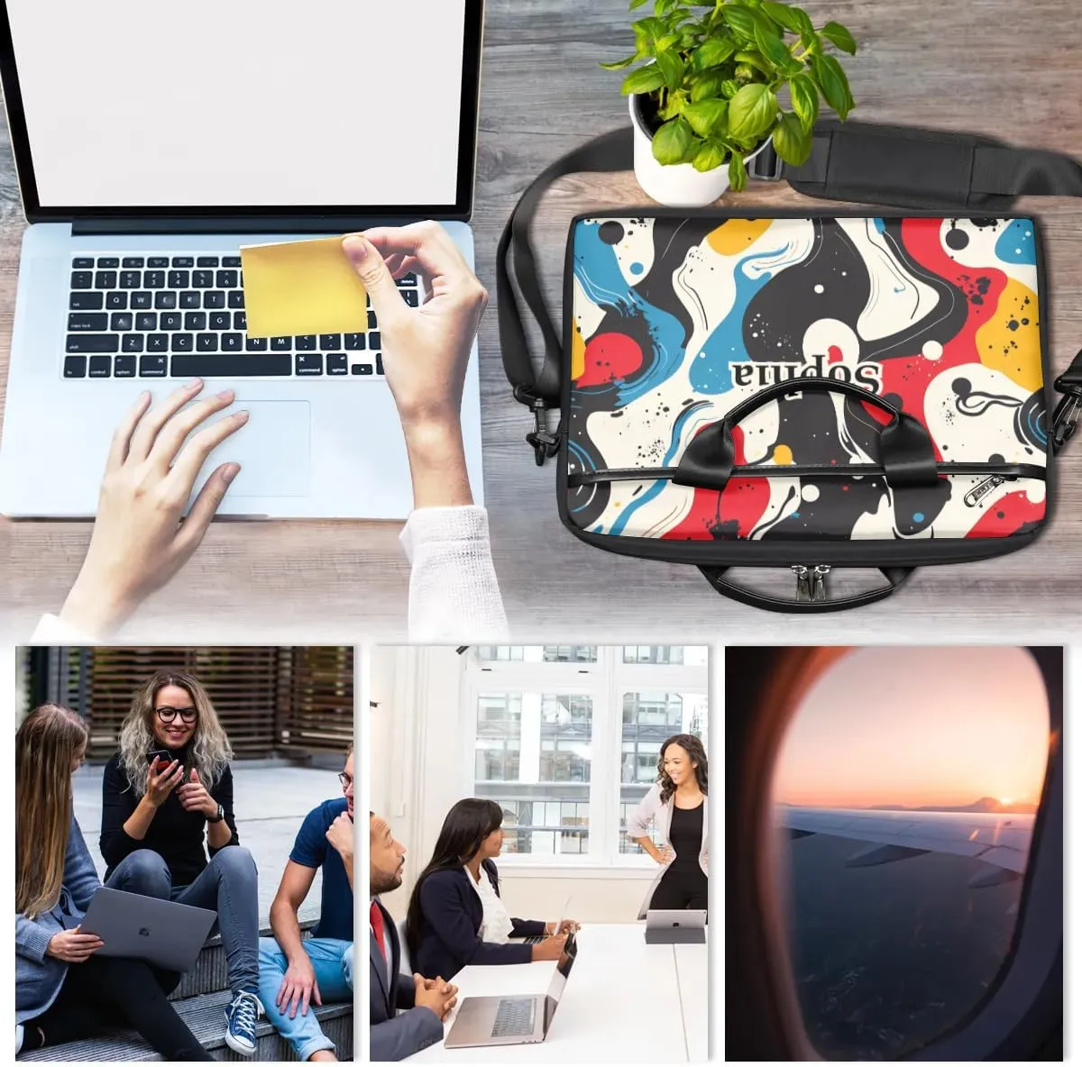 Custom-Laptop-Bag for-Adults Personalized Laptop-Shoulder-Bag with Name Computer-Bag Unicorn Work Bag