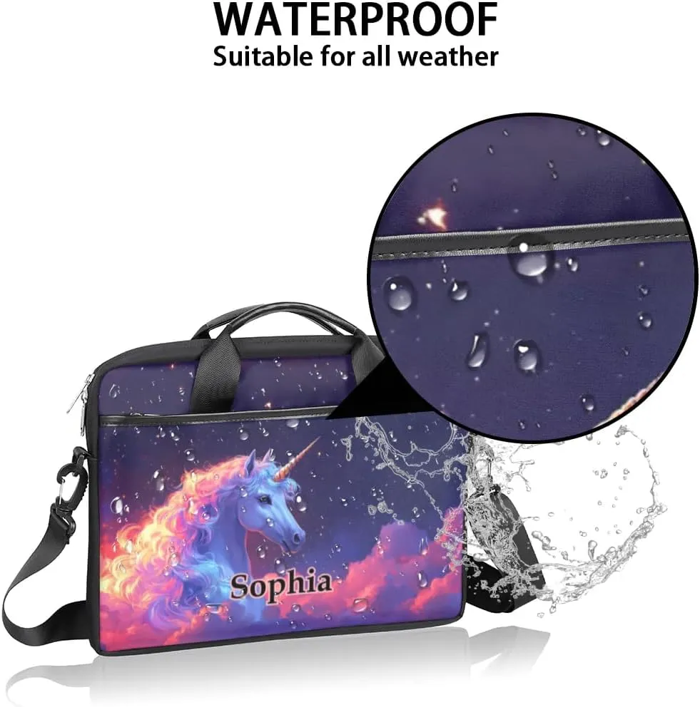 Custom-Laptop-Bag for-Adults Personalized Laptop-Shoulder-Bag with Name Computer-Bag Unicorn Work Bag