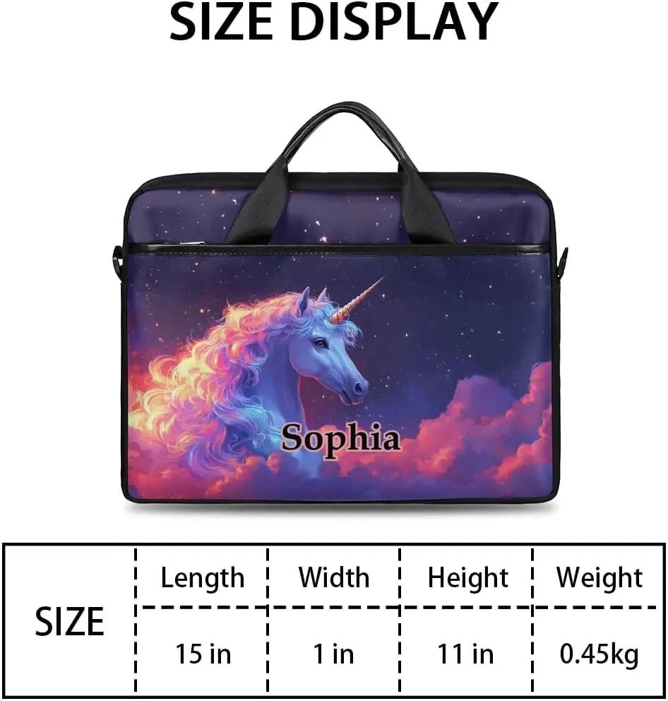 Custom-Laptop-Bag for-Adults Personalized Laptop-Shoulder-Bag with Name Computer-Bag Unicorn Work Bag