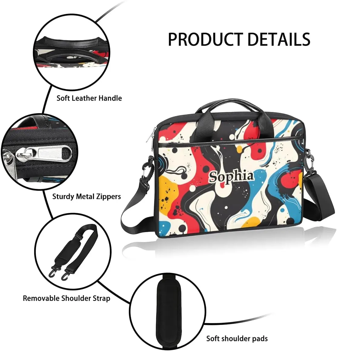 Custom-Laptop-Bag for-Adults Personalized Laptop-Shoulder-Bag with Name Computer-Bag Unicorn Work Bag