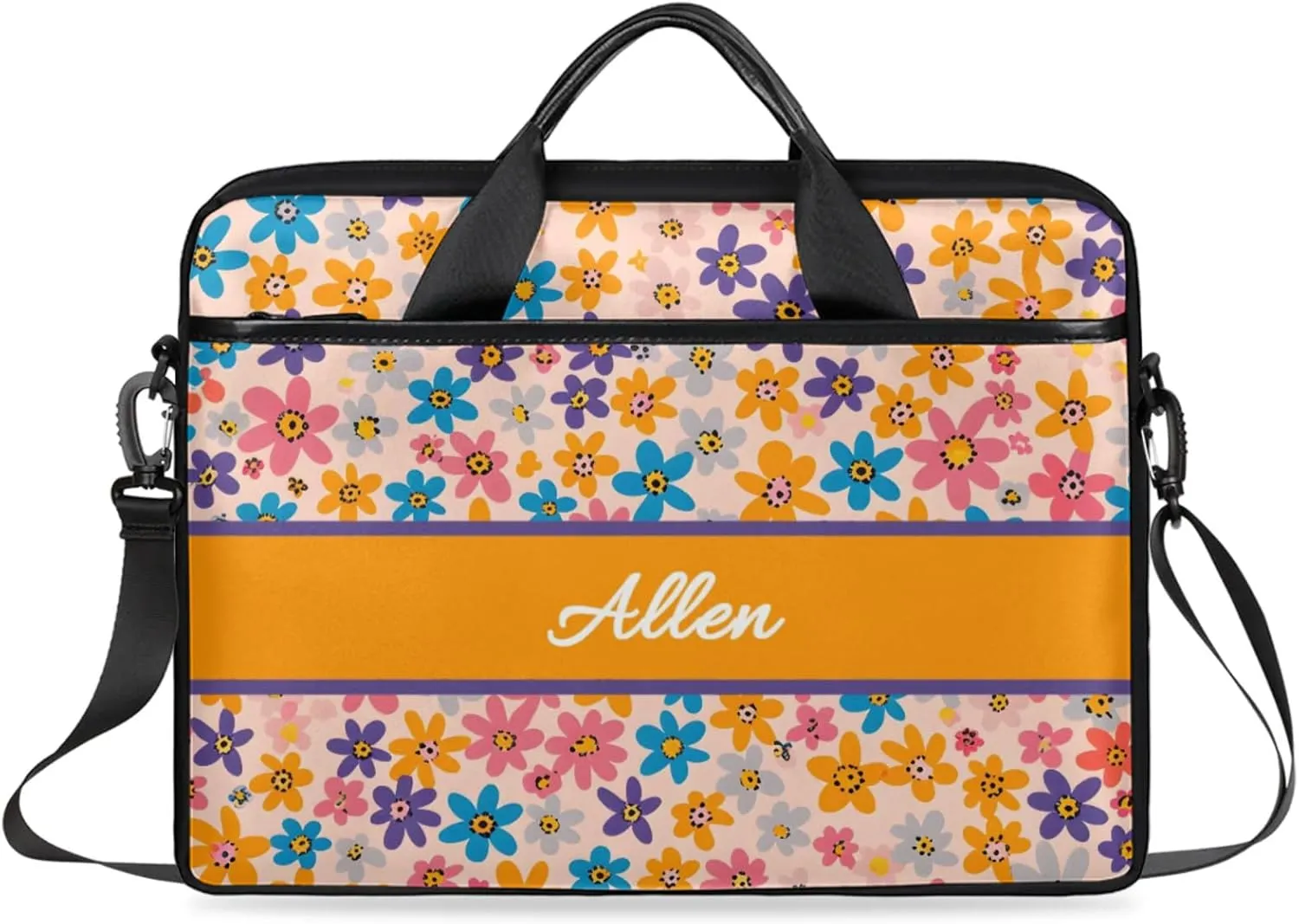 Custom Laptop Bag,Personalized Flower Shoulder Bag for Laptop,Portable Computer Bag,Gifts for Mother/Wife/Daughter