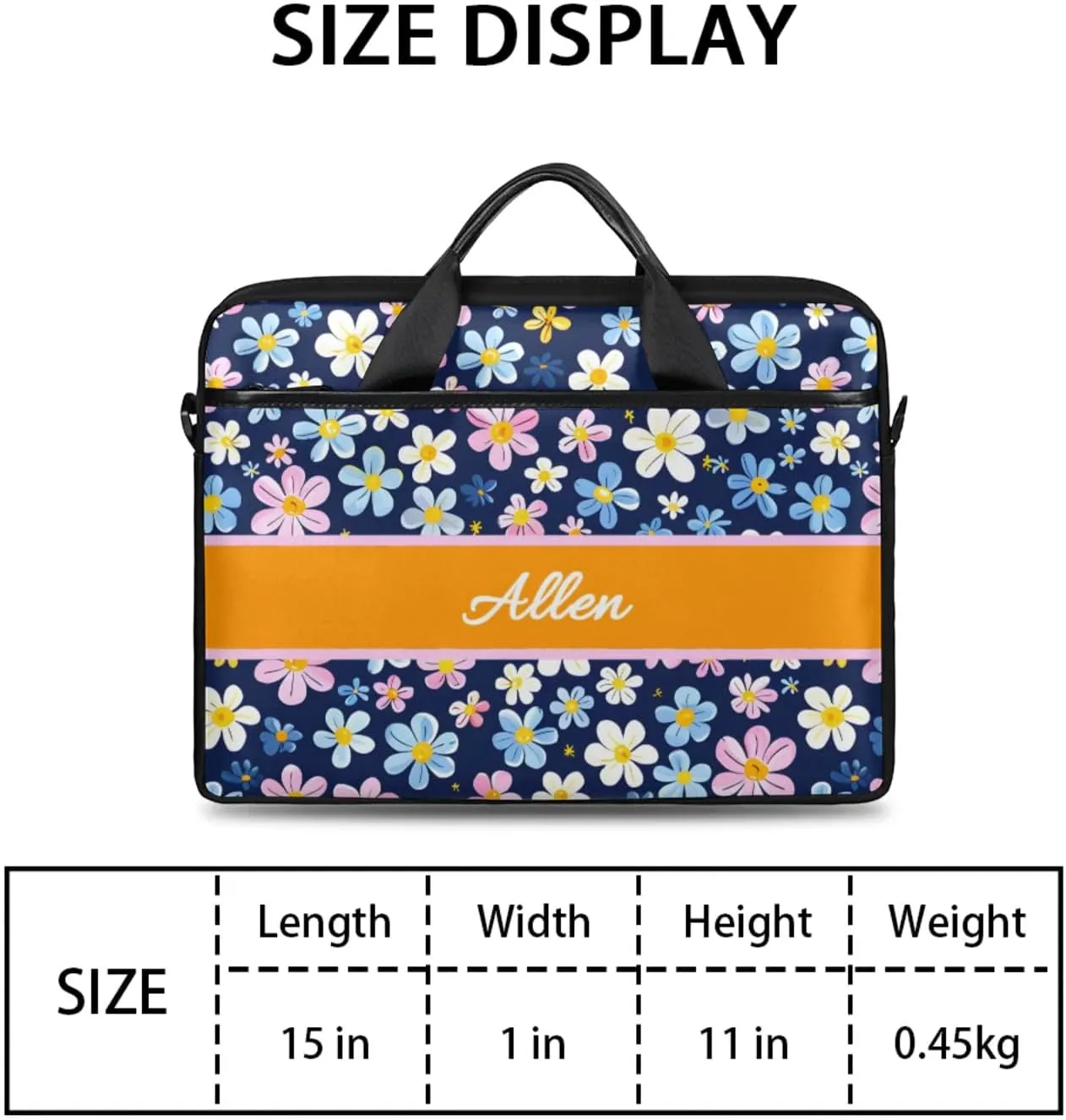 Custom Laptop Bag,Personalized Flower Shoulder Bag for Laptop,Portable Computer Bag,Gifts for Mother/Wife/Daughter