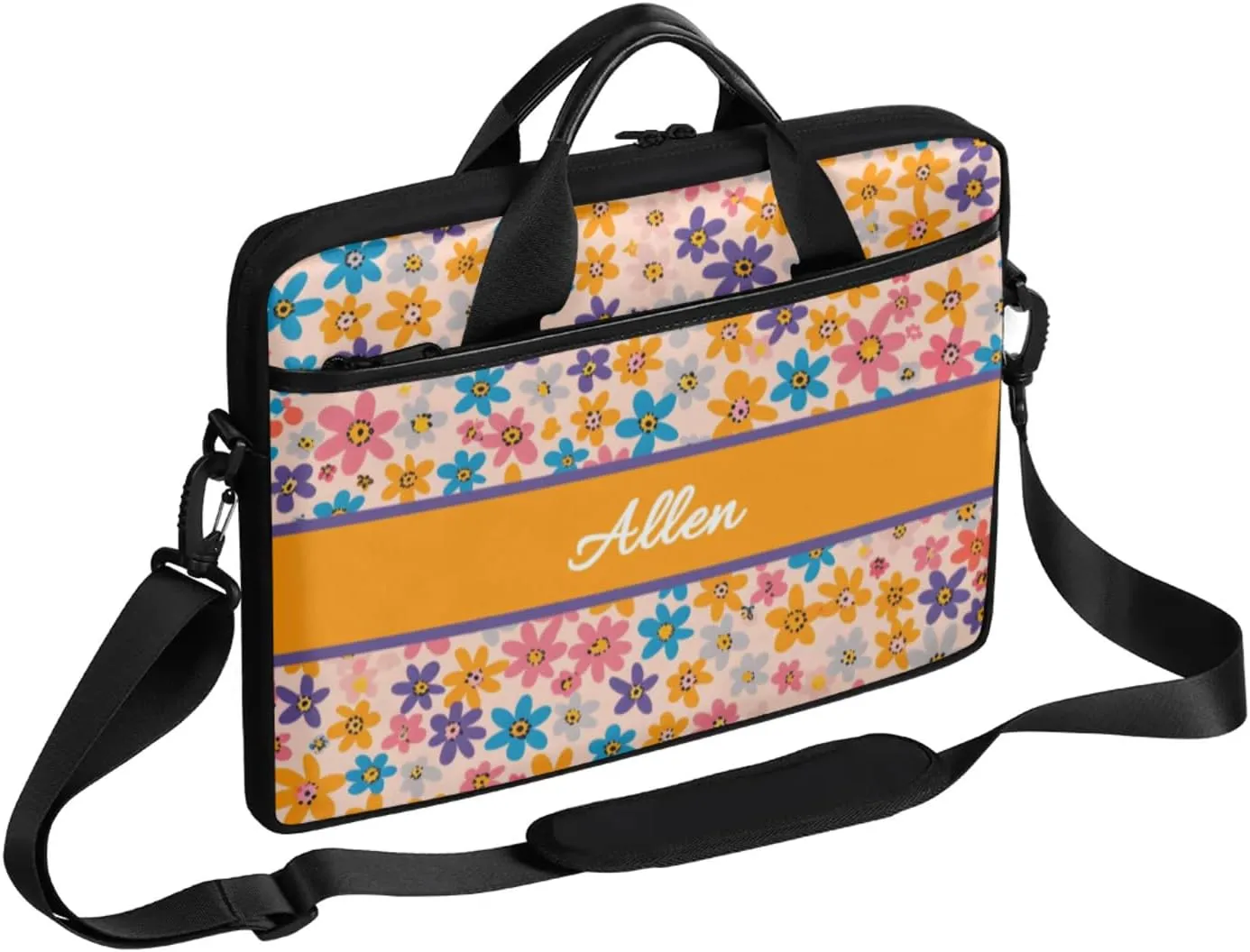 Custom Laptop Bag,Personalized Flower Shoulder Bag for Laptop,Portable Computer Bag,Gifts for Mother/Wife/Daughter