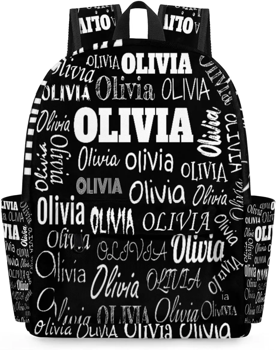 Custom Name Bags Backpack for Children Boys Personalized Backpack with Name Travel Bookbags Back School Multipurpose Bag, Solid Black