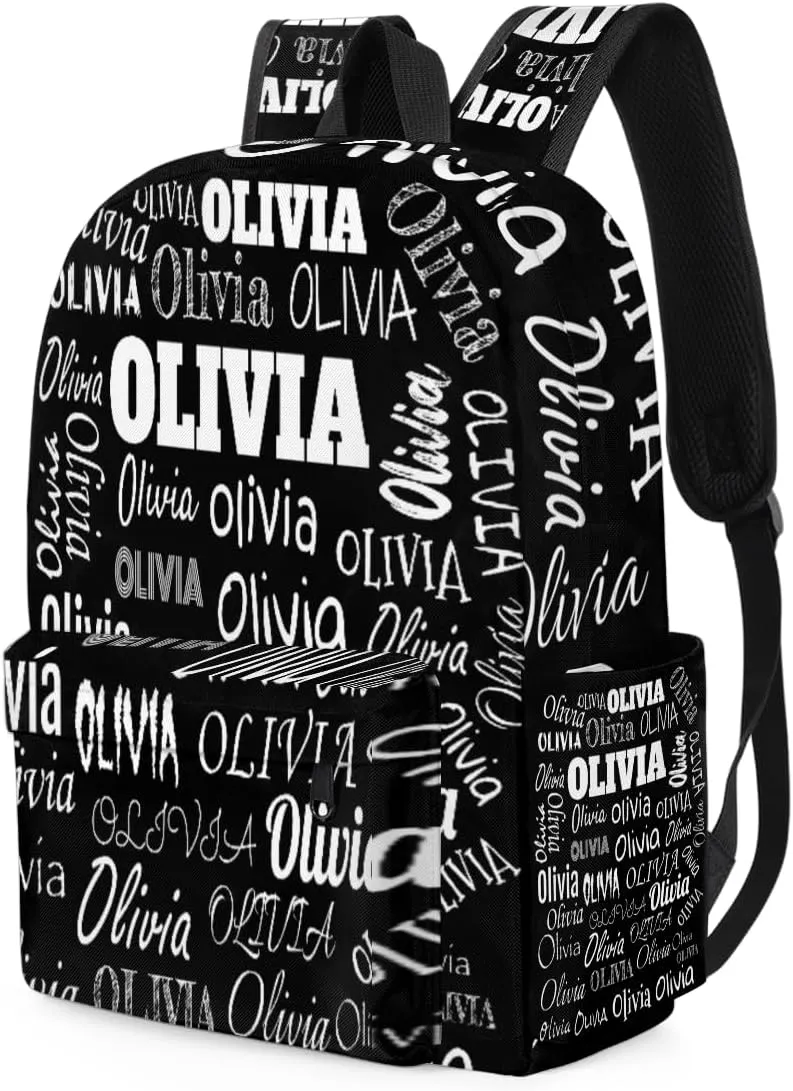 Custom Name Bags Backpack for Children Boys Personalized Backpack with Name Travel Bookbags Back School Multipurpose Bag, Solid Black