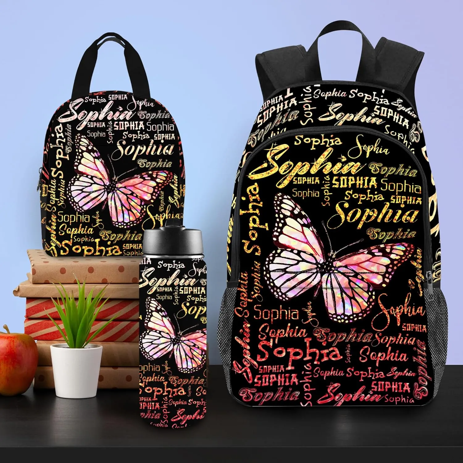 Customized Kid's Backpack with Lunch Bag Back to School Gifts for Daughter Granddaughter Custom Name School Bag Personalized Backpack Shoulders Casual School Bags for Girl