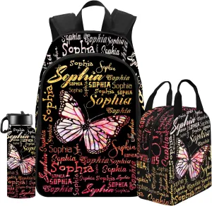 Customized Kid's Backpack with Lunch Bag Back to School Gifts for Daughter Granddaughter Custom Name School Bag Personalized Backpack Shoulders Casual School Bags for Girl