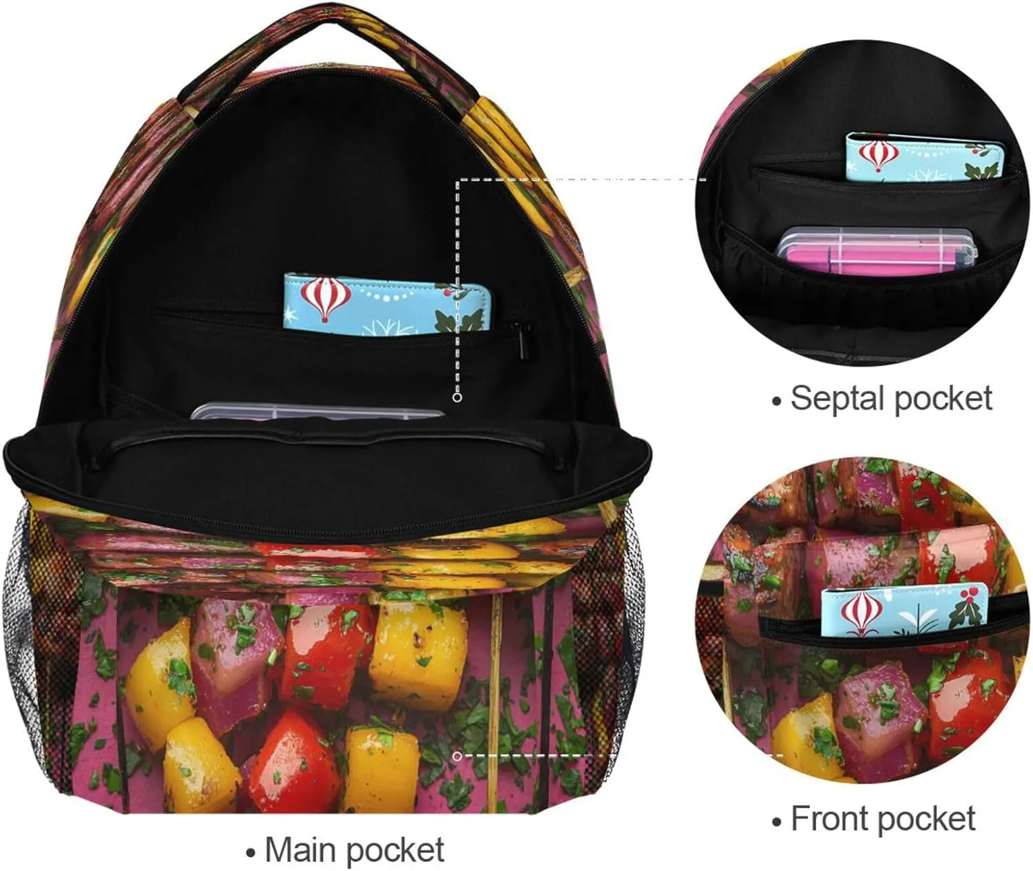 Cute Backpack for Teens Boys Girls Fashion Backpack with Chest Strap Gift Men & Women Turkish Kebabs Greek Style