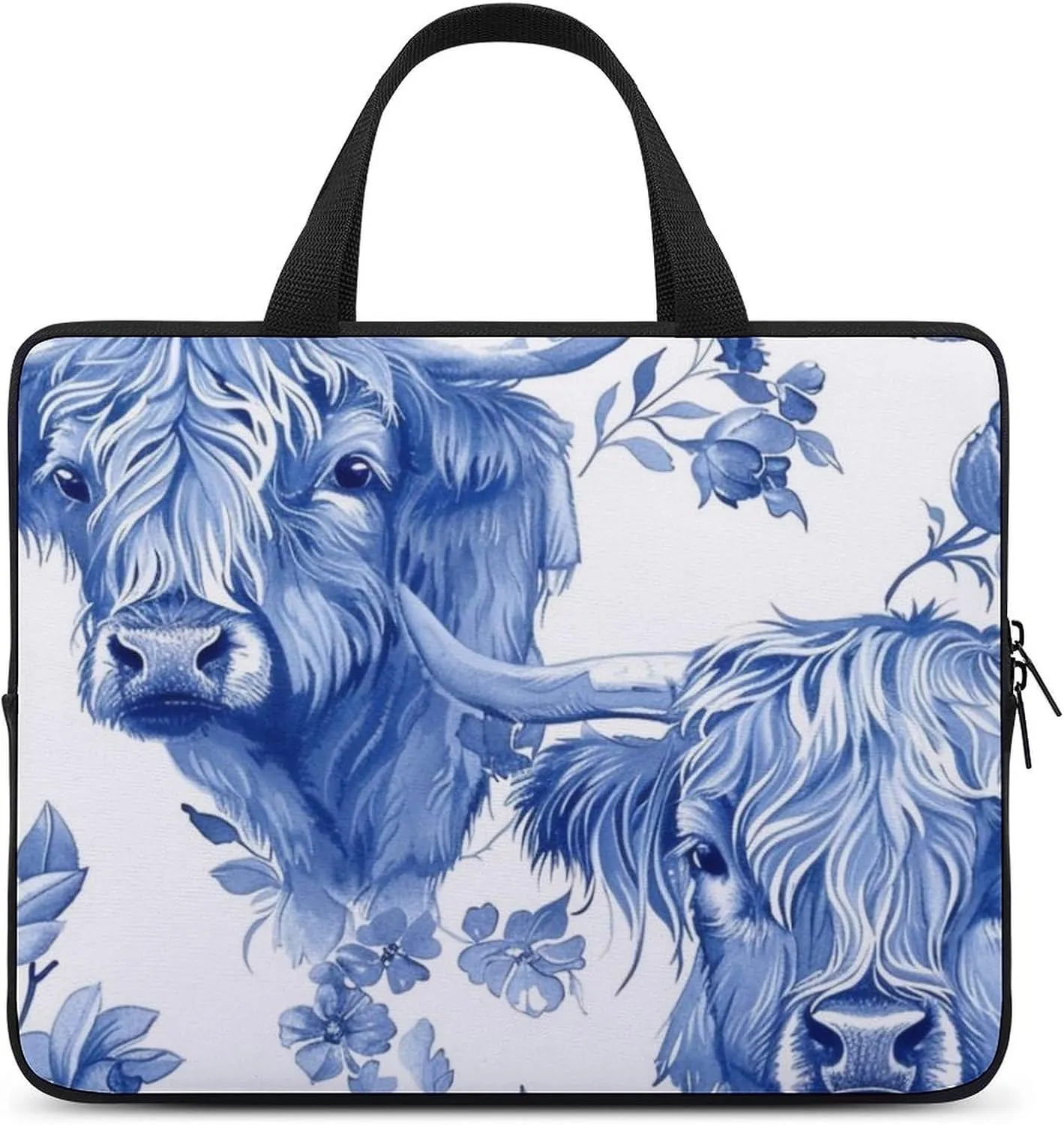 Cute Cow Pattern Messenger Bag Case Sleeve for Laptop Briefcase