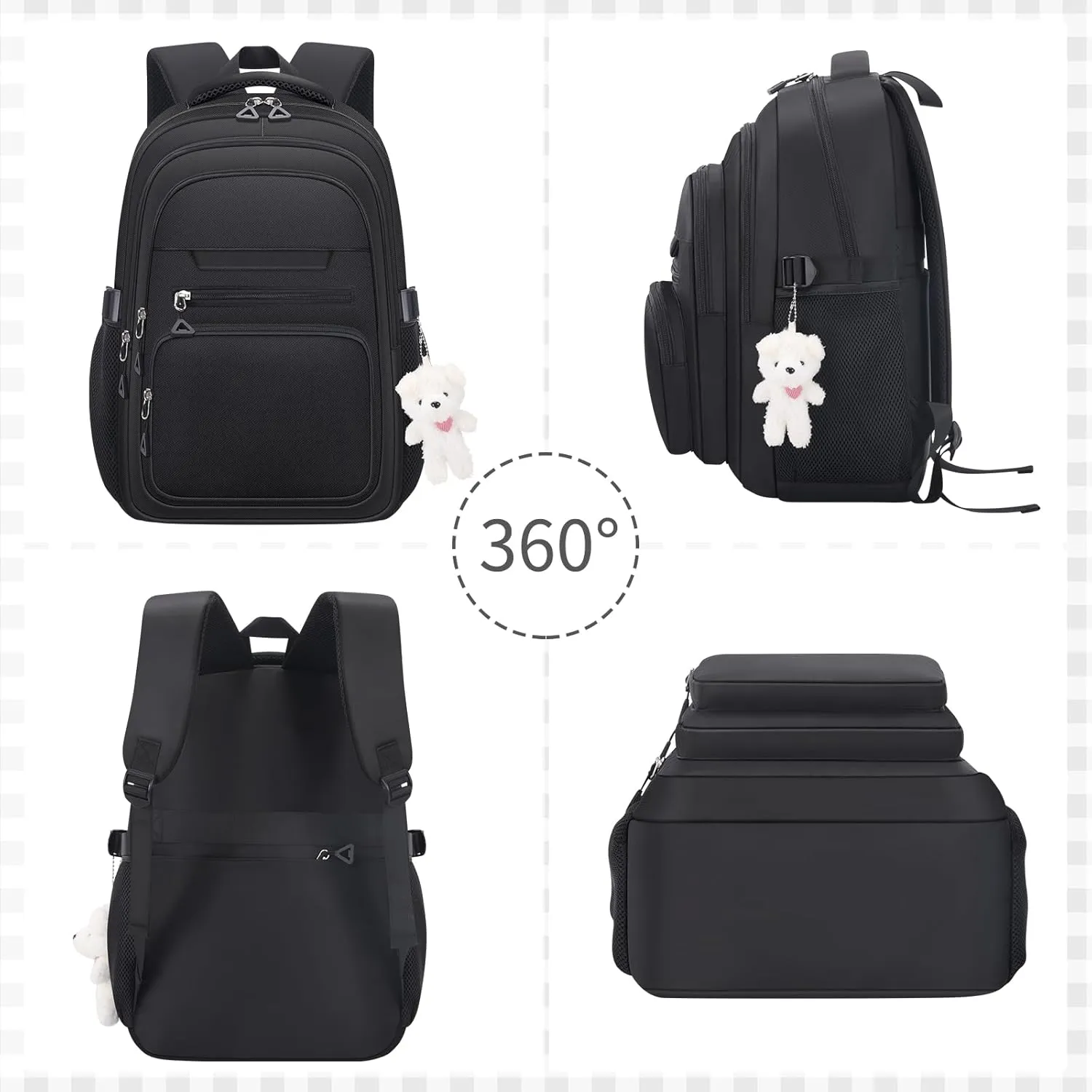 Cute Girls Backpack for School Kids Travel College backpack for Women Teen Black Bookbags Aesthetic Laptop Bagpack