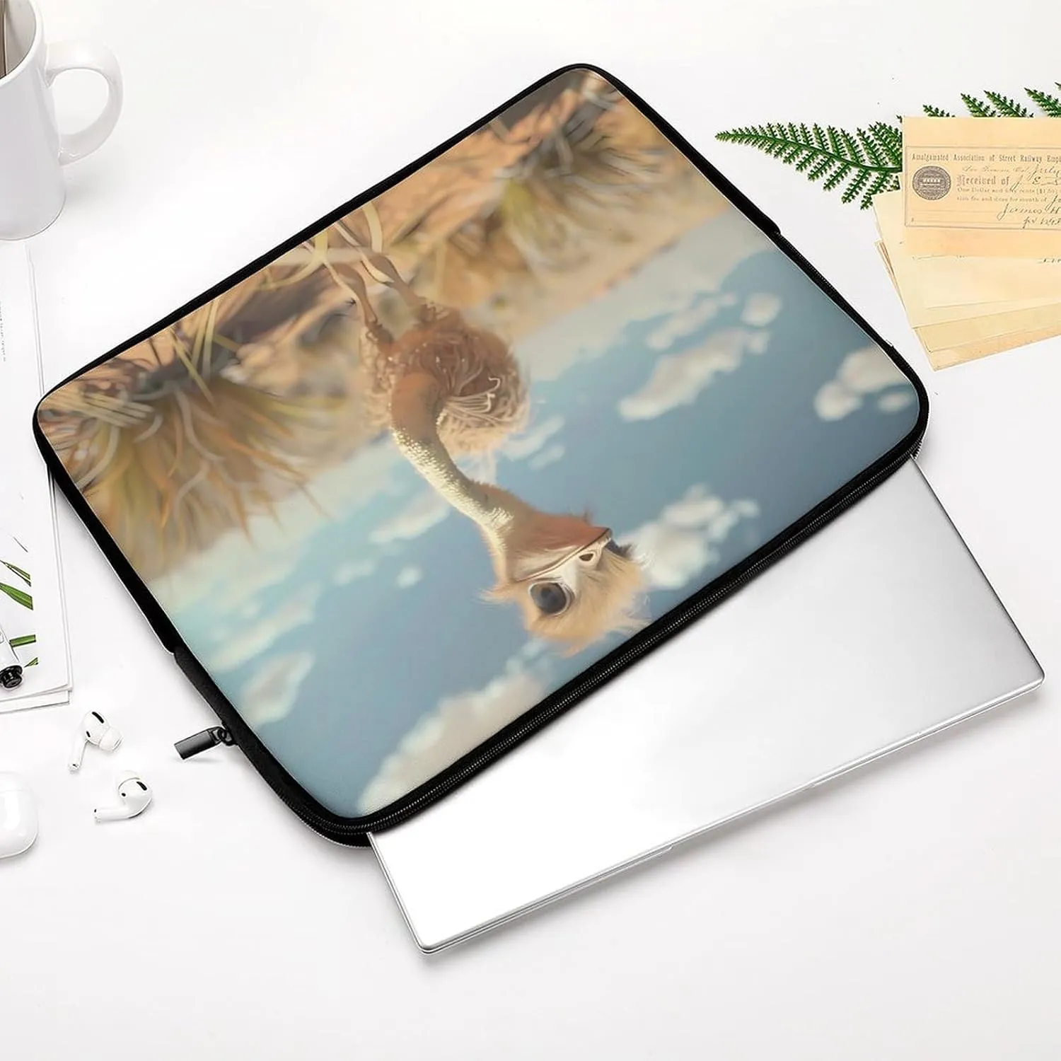 Cute Ostrich Laptop Sleeve Bag Waterproof Shockproof Notebook Cover Tablet Carrying Sleeve Case 12inch