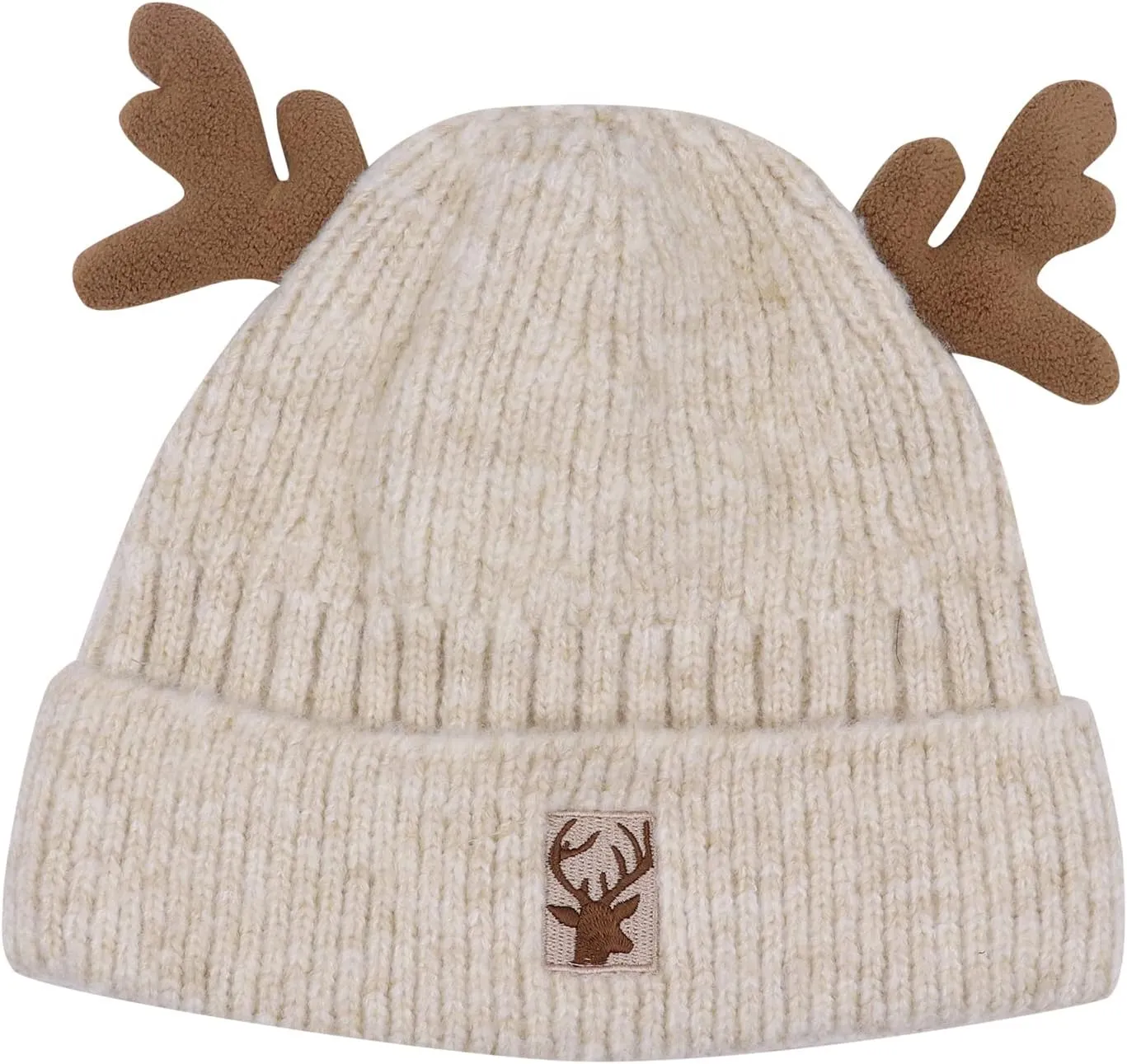 Cute Reindeer Moose Hat Winter Warm Knitted Beanie Cap Christmas Antler Beanie Ski Skull Cap for Women Men