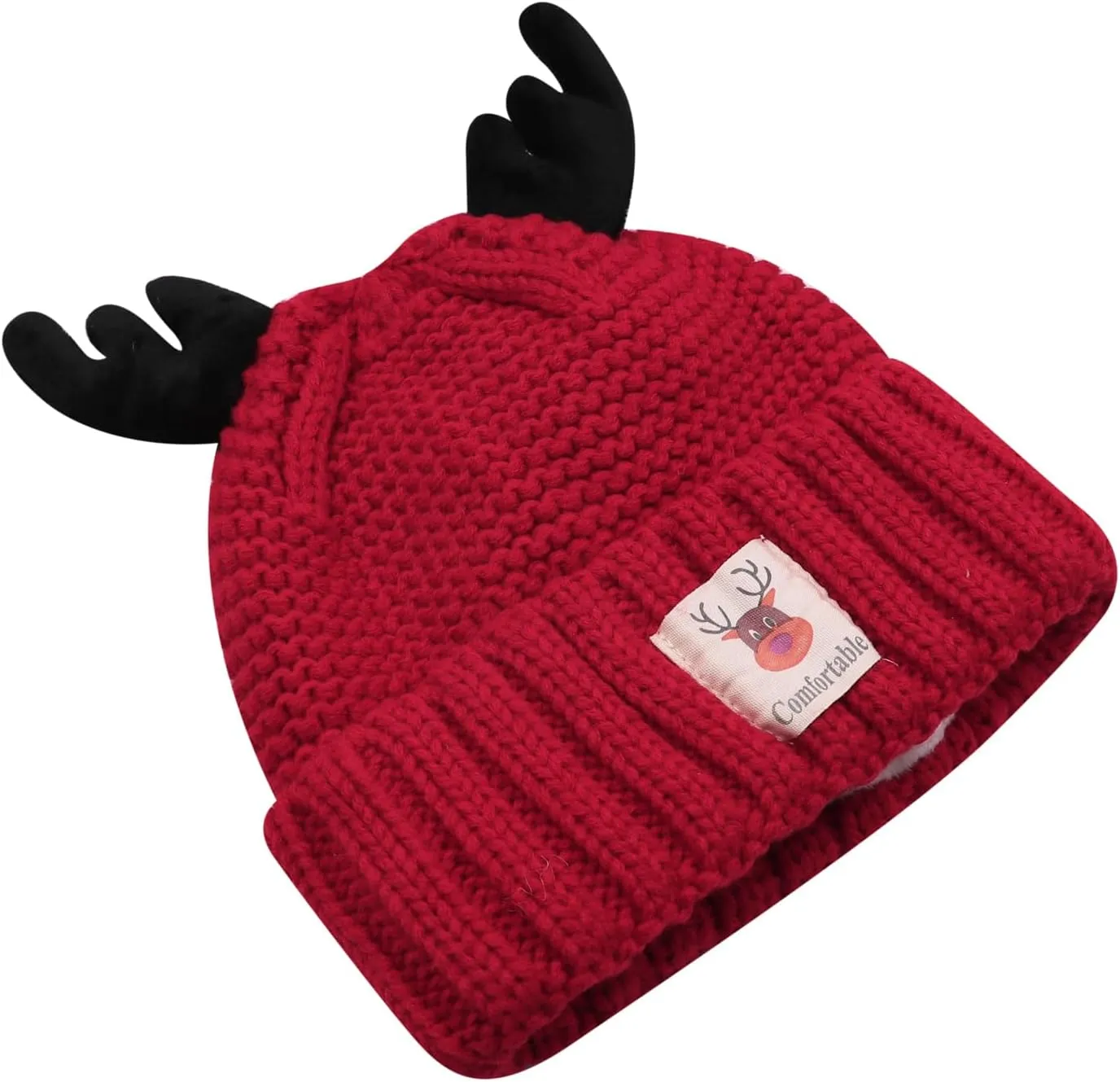 Cute Reindeer Moose Hat Winter Warm Knitted Beanie Cap Christmas Antler Beanie Ski Skull Cap for Women Men