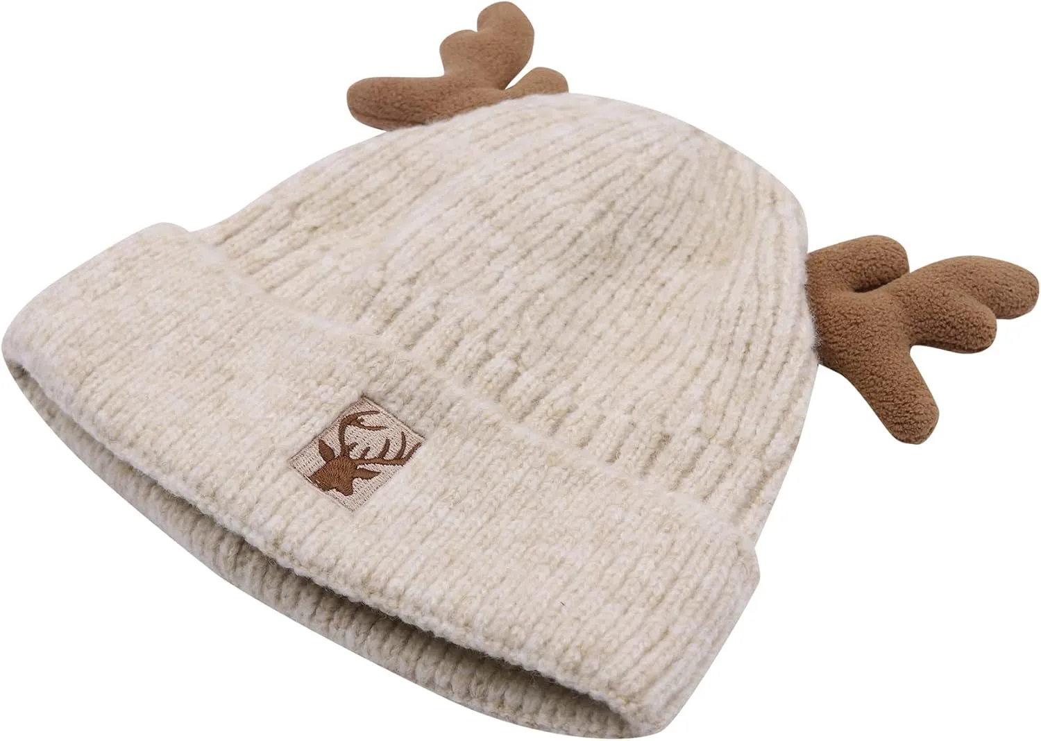 Cute Reindeer Moose Hat Winter Warm Knitted Beanie Cap Christmas Antler Beanie Ski Skull Cap for Women Men