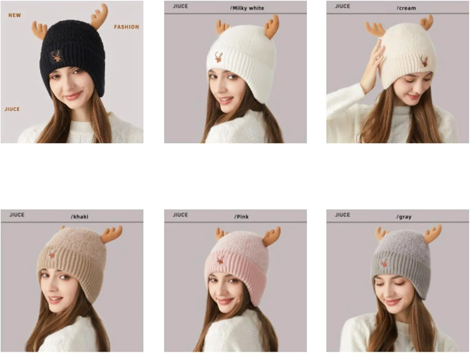 Cute Reindeer Moose Hat Winter Warm Knitted Beanie Cap Christmas Antler Beanie Ski Skull Cap for Women Men