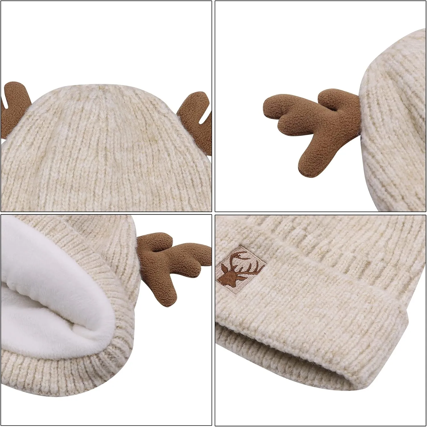 Cute Reindeer Moose Hat Winter Warm Knitted Beanie Cap Christmas Antler Beanie Ski Skull Cap for Women Men